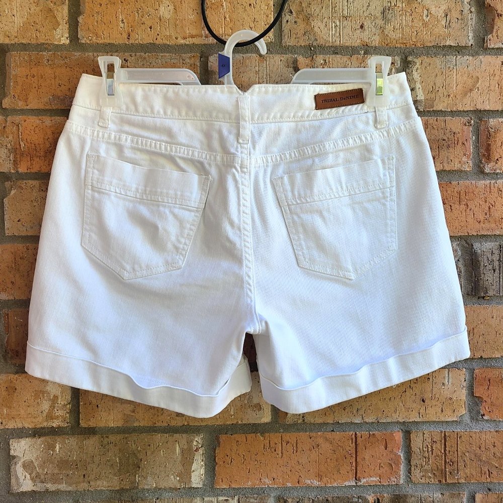 Tribal DeNime Mid Waist Curvy Fit Shorts Womens 29/8 White Camille Shorts - Picture 7 of 9